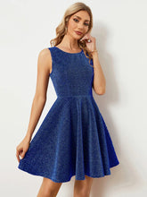 Lade das Bild in den Galerie-Viewer, Blau Kurzes Abendkleid mit eleganten Glitzer Stoff
