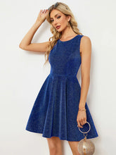 Lade das Bild in den Galerie-Viewer, Blau Kurzes Abendkleid mit eleganten Glitzer Stoff