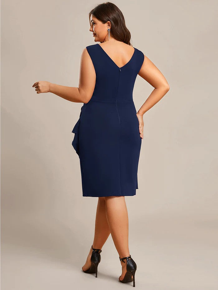 Blau Plussize Business Etuikleid für Erfolgreiche Frauen