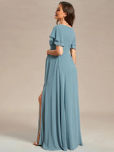 Lade das Bild in den Galerie-Viewer, Blau Schlichtes Abendkleid für schwangere Frauen mit schicken Oberteil