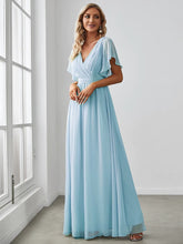 Lade das Bild in den Galerie-Viewer, Blau Schlichtes Abendkleid mit schmeichelnden Oberteil