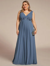 Lade das Bild in den Galerie-Viewer, XS-8XL Schlicht Elegantes Abendkleid mit V-Ausschnitt Blau