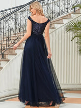 Lade das Bild in den Galerie-Viewer, Navy Blau Glamour Ball &amp; Abendkleid mit Pailletten Oberteil &amp; Tüll Rock