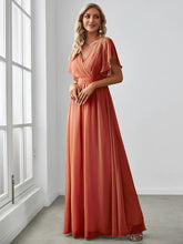 Lade das Bild in den Galerie-Viewer, Orange Schlichtes Abendkleid mit schmeichelnden Oberteil
