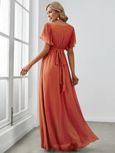 Lade das Bild in den Galerie-Viewer, Orange Schlichtes Abendkleid mit schmeichelnden Oberteil