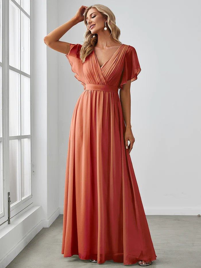 Orange Schlichtes Abendkleid mit schmeichelnden Oberteil