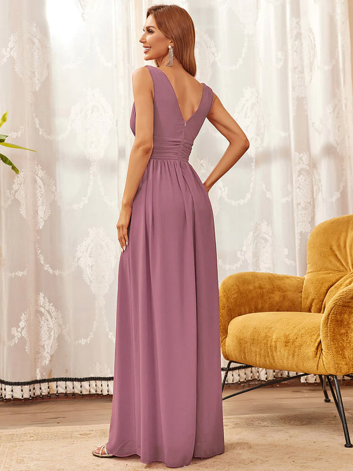 Pink Elegantes Abendkleid mit schicken V-Ausschnitt