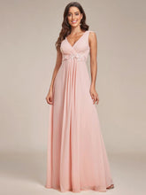 Lade das Bild in den Galerie-Viewer, XS-8XL Schlicht Elegantes Abendkleid mit V-Ausschnitt Pink Rosa