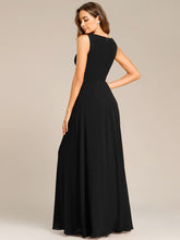 Lade das Bild in den Galerie-Viewer, XS-8XL Schlicht Elegantes Abendkleid mit V-Ausschnitt Schwarz