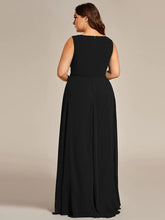Lade das Bild in den Galerie-Viewer, XS-8XL Schlicht Elegantes Abendkleid mit V-Ausschnitt Schwarz