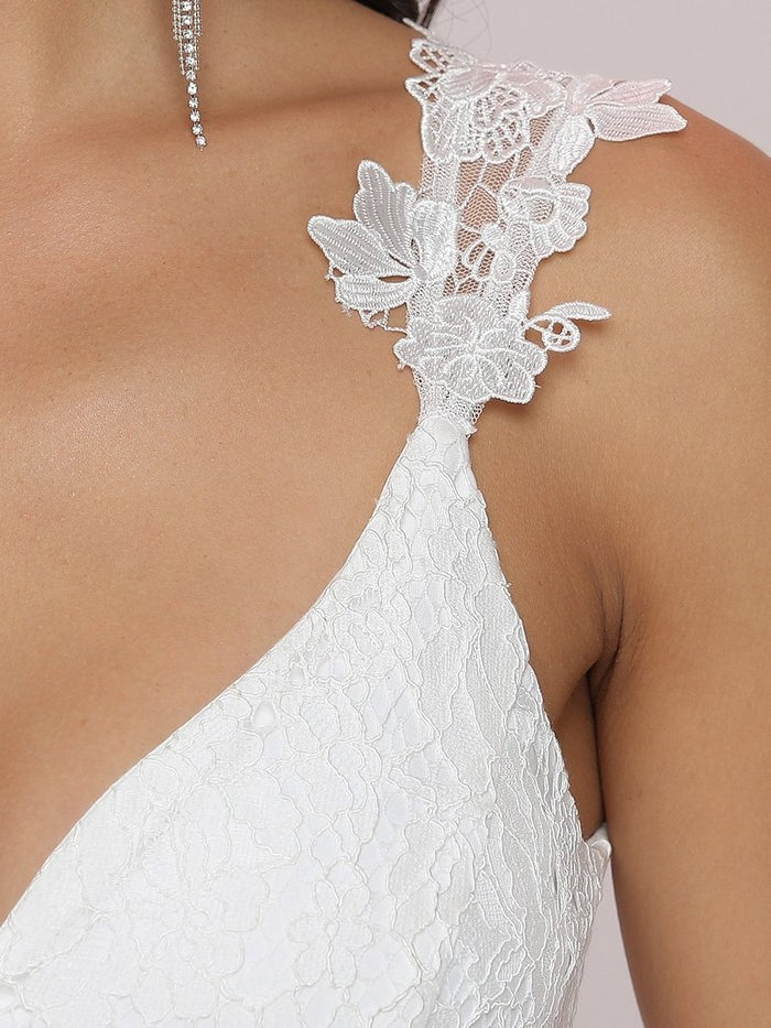 Sexy Brautkleid mit tiefen V-Ausschnitt in Creme Weiß