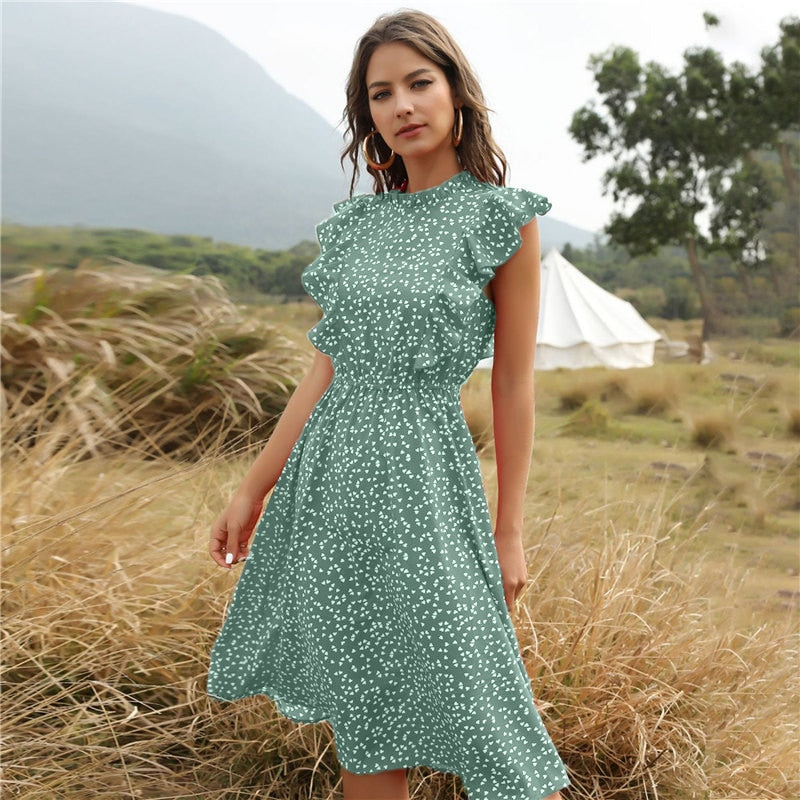 Sommerkleid mit Herz Dots & schicken Rüschen grün