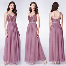 Lade das Bild in den Galerie-Viewer, Elegantes Abendkleid mit Pailletten Oberteil &amp; langen Tüll Rock Rosa Pink