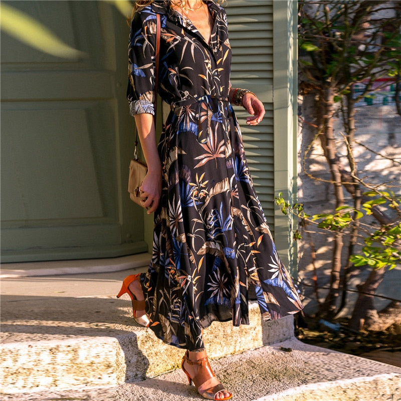 Sommerkleid Mit verschidenem Blumendruck in 4 Farbvarianten