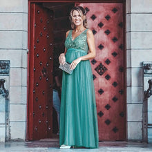 Lade das Bild in den Galerie-Viewer, Schickes Umstands-Abendkleid für Schwangere Frauen Türkis Blau