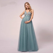 Lade das Bild in den Galerie-Viewer, Schickes Umstands-Abendkleid für Schwangere Frauen Türkis Blau