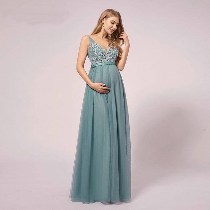 Schickes Umstands-Abendkleid für Schwangere Frauen Türkis Blau