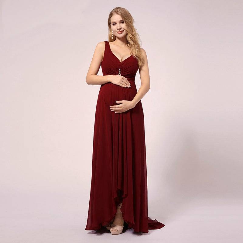 Schlichtes Umstands- Hochzeitskleid für Schwangere Frauen Rot