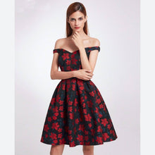 Lade das Bild in den Galerie-Viewer, Schwarz rotes Cocktailkleid in 2 verschiedenen Varianten