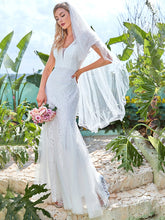 Lade das Bild in den Galerie-Viewer, Weißes Spitzen Braut &amp; Hochzeitskleid mit Fishtail Rock
