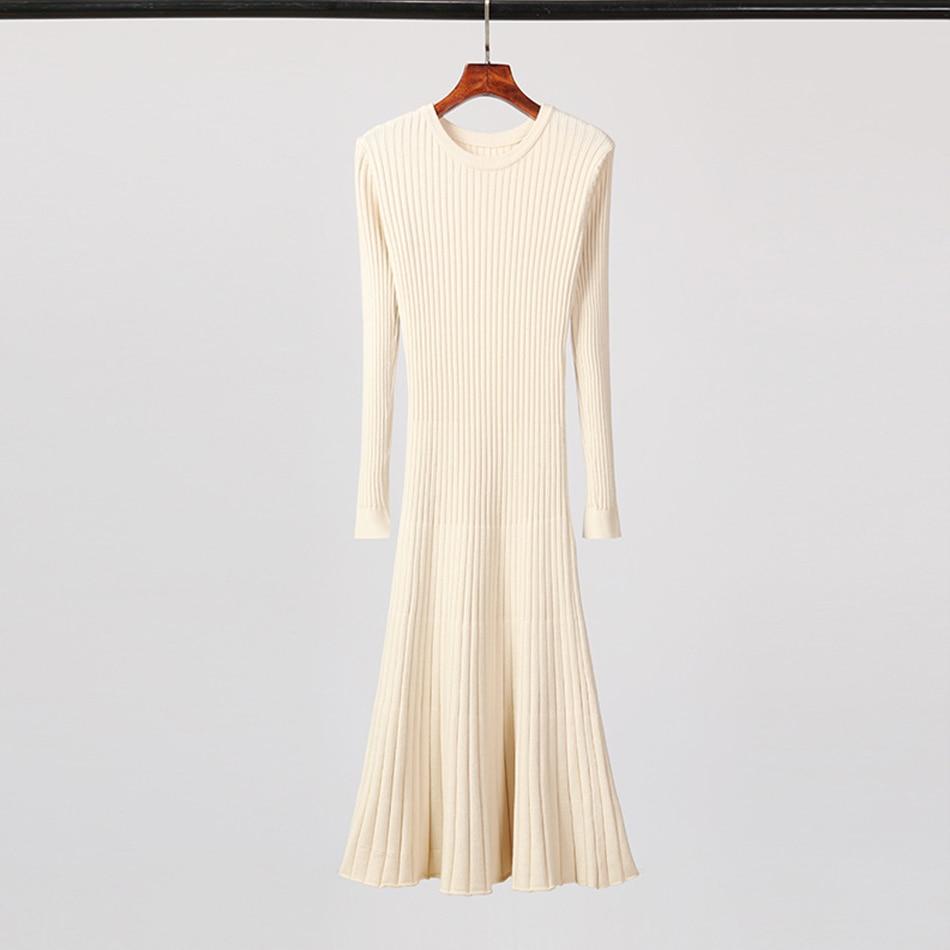 Langärmliges Winter Strickkleid in 4 Farbvarianten