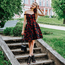 Lade das Bild in den Galerie-Viewer, Schwarz rotes Cocktailkleid in 2 verschiedenen Varianten