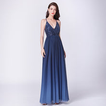Lade das Bild in den Galerie-Viewer, Elegantes Abendkleid mit Pailletten Oberteil &amp; langen Tüll Rock Blau