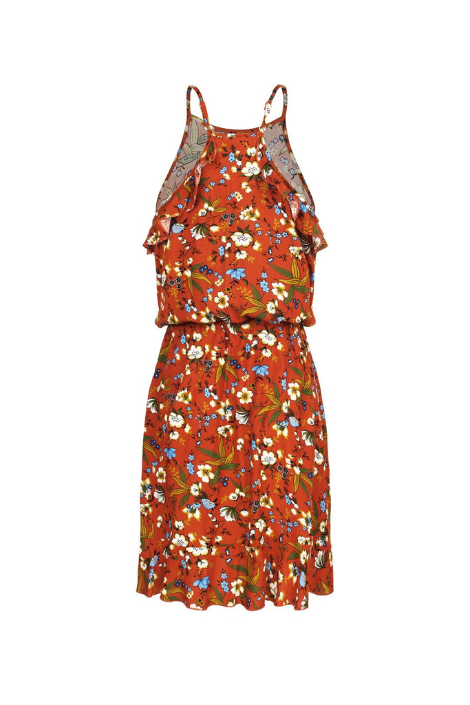 Top 2021 Sommerkleid mit geblümten Stoff rot