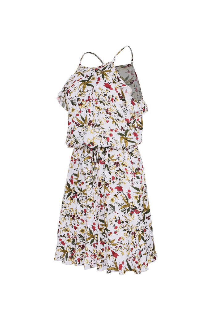 Top 2021 Sommerkleid mit geblümten Stoff weiß
