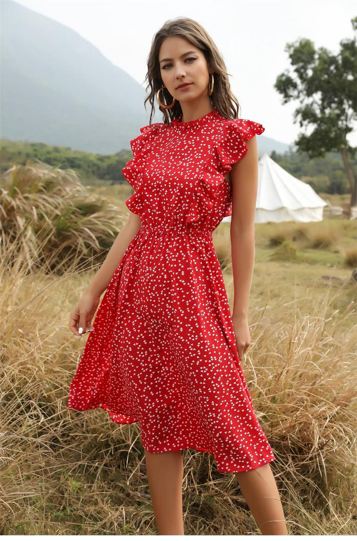 Sommerkleid mit Herz Dots & schicken Rüschen rot