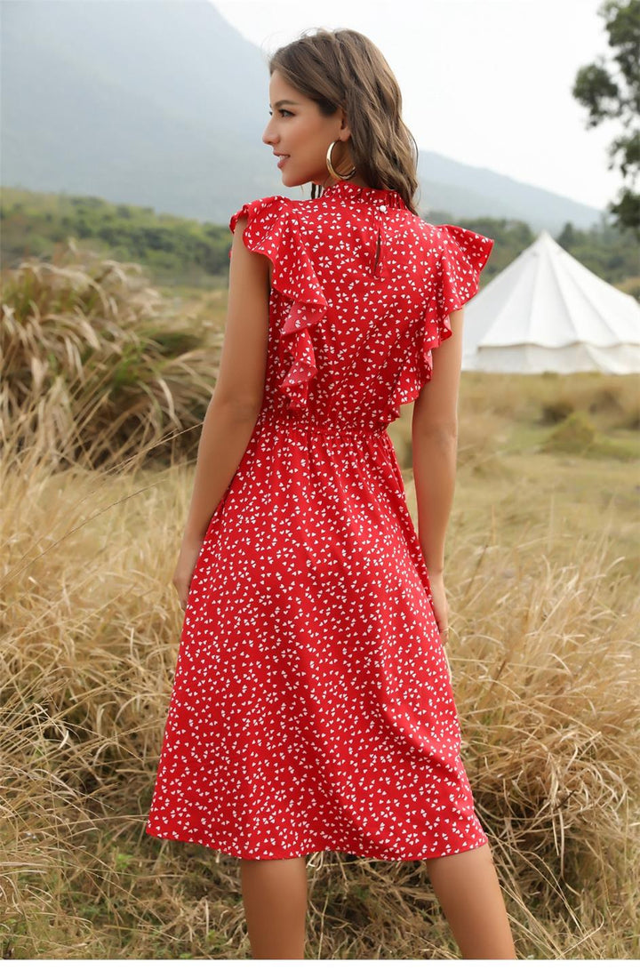 Sommerkleid mit Herz Dots & schicken Rüschen rot
