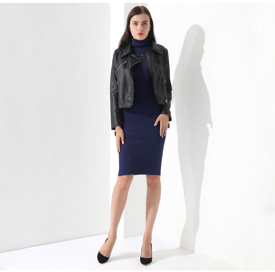 Winter Strickkleid mit Rollkragen und 3/4 Arm in 4 Farbvarianten