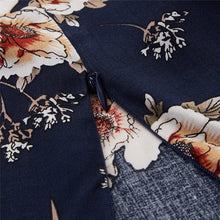 Lade das Bild in den Galerie-Viewer, Blaues Langarm Sommerkleid mit schöner Kragen-Schleife