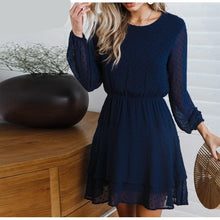 Lade das Bild in den Galerie-Viewer, Schönes Abendkleid mit langen Ärmeln in Marineblau