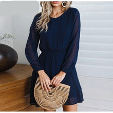 Lade das Bild in den Galerie-Viewer, Schönes Abendkleid mit langen Ärmeln in Marineblau