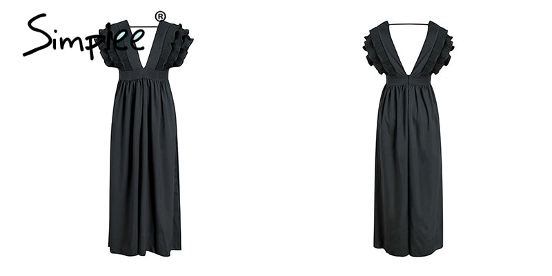 Abendkleid mit tiefen V-Ausschnitt vorne & hinten in 6 verschiedenen Farben