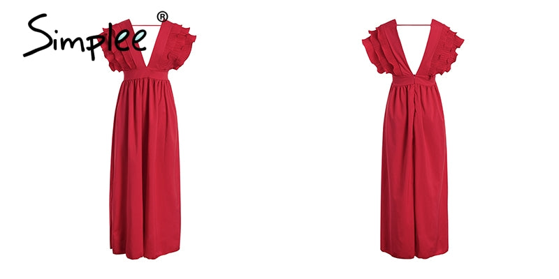 Abendkleid mit tiefen V-Ausschnitt vorne & hinten in 6 verschiedenen Farben