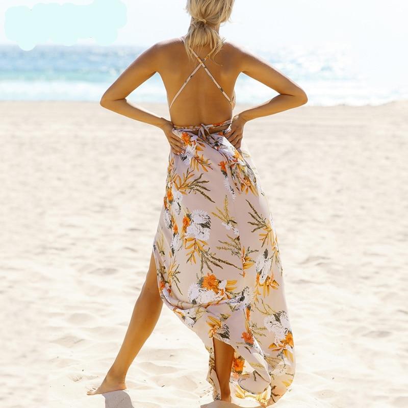 Rückenfreies Sommer / Strand Kleid mit Spaghettiträger in 2 Farbvarianten