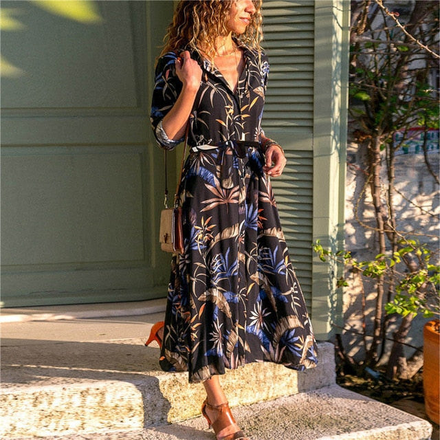 Sommerkleid Mit verschidenem Blumendruck in 4 Farbvarianten