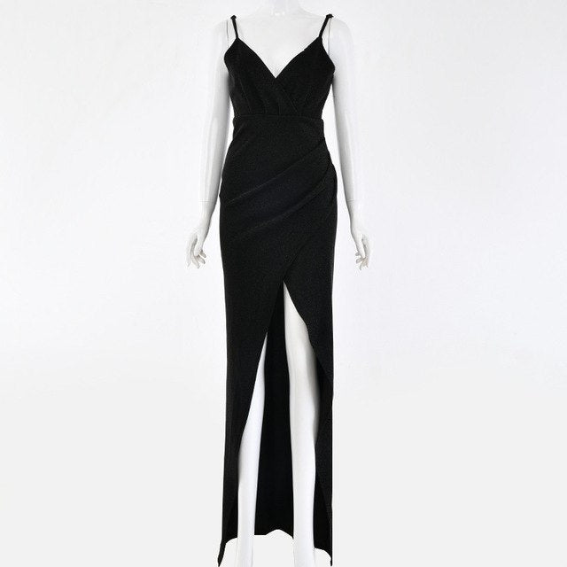 Schickes Partykleid Lang mit Spaghettiträger in 5 Farbvarianten