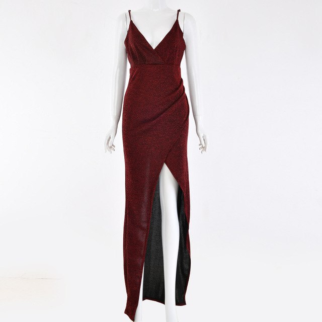 Schickes Partykleid Lang mit Spaghettiträger in 5 Farbvarianten