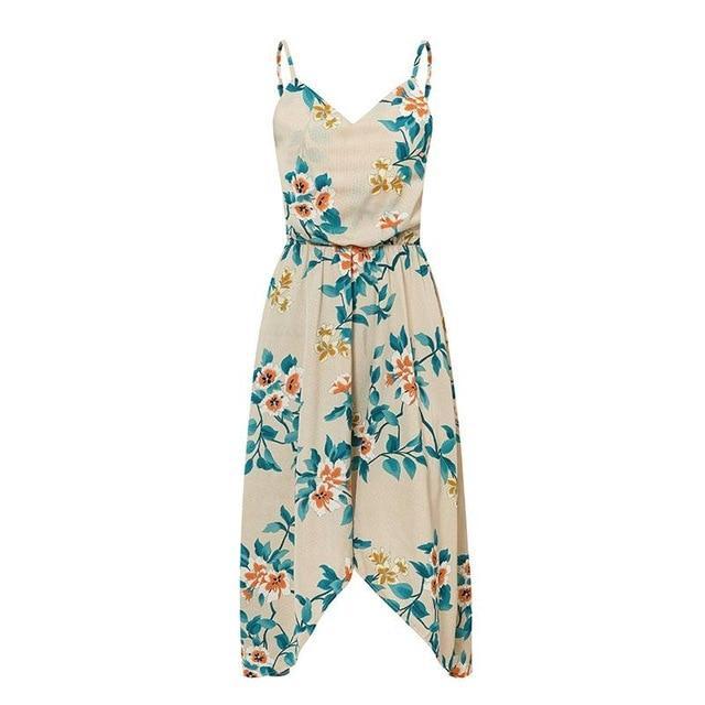 Bohemian Sommerkleid Luftig & Geblümte mit Spaghettiträger in 3 Farbvarianten