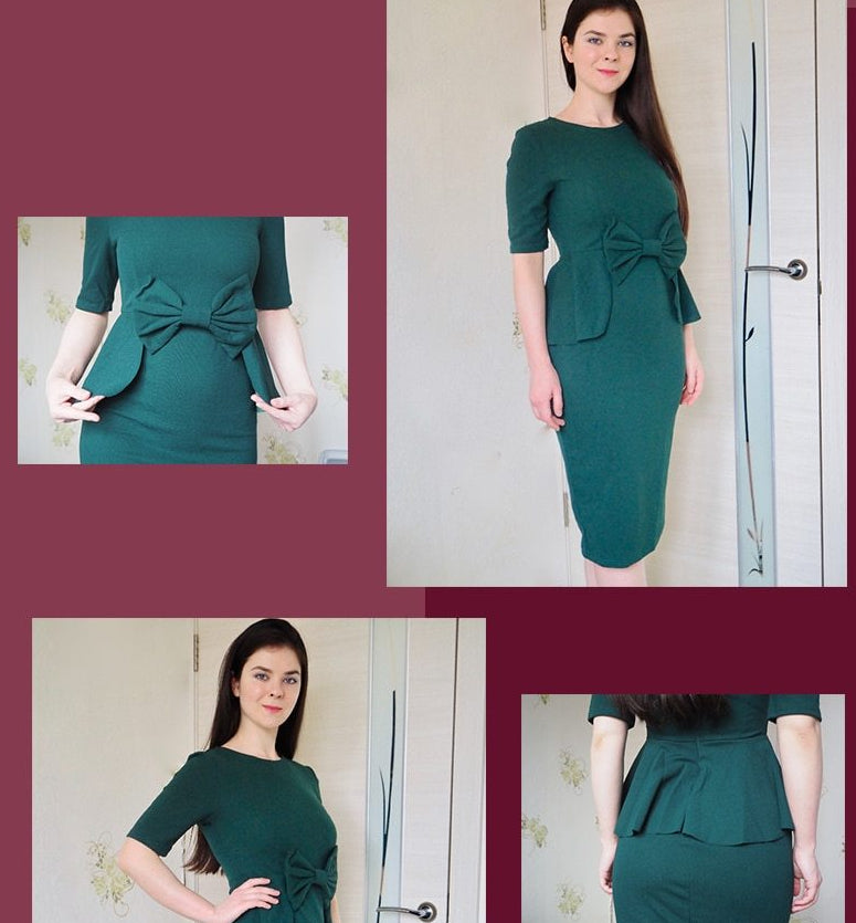Elegantes Schößchen Kleid in 2 Farbvarianten, Perfekt für die Arbeit & Büro